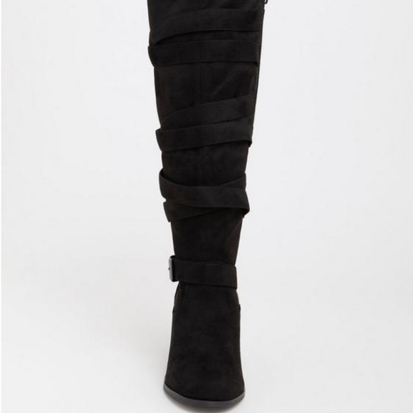 Strappy Heeled Knee Boot (WW) 10 Torrid Black - Picture 4 of 10